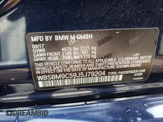 2018 BMW M3 with VIN WBS8M9C59J5J79204, listed as a Copart auction lot 62541491 with 0 mi miles. Bid and sale history available at carsss.com. Image 10.
