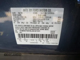 2020 Ford Explorer XLT with VIN 1FMSK7DH5LGC41331, listed as a IAAI auction lot 41491137 with 28,242 mi miles. Bid and sale history available at carsss.com. Image 9.