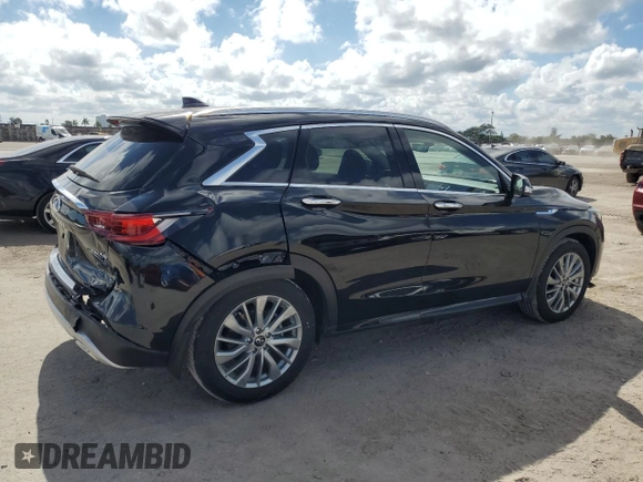 2024 Infiniti QX50 Luxe z VIN 3PCAJ5BA6RF105774, wystawiony jako Copart lot #44301445 z przebiegiem 2 532 mil mil oraz Szkoda całkowita • Salvage title. Historia ofert i sprzedaży dostępna na DreamBid. Obrazek 3.