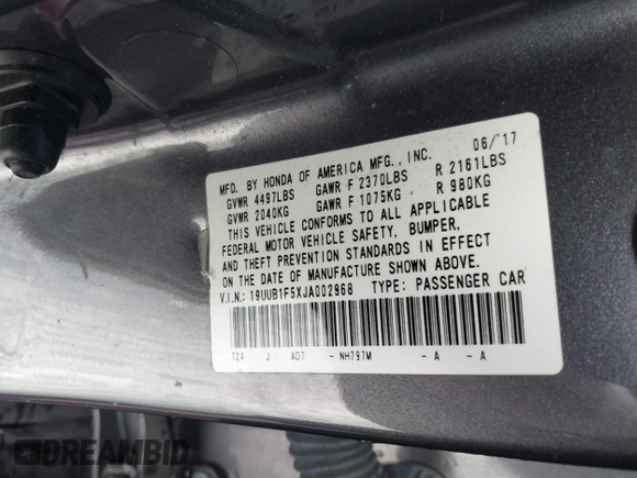 2018 Acura TLX w/Technology Pkg with VIN 19UUB1F5XJA002968, listed as a IAAI auction lot 41375655 with 97,166 mi miles. Bid and sale history available at carsss.com. Image 9.