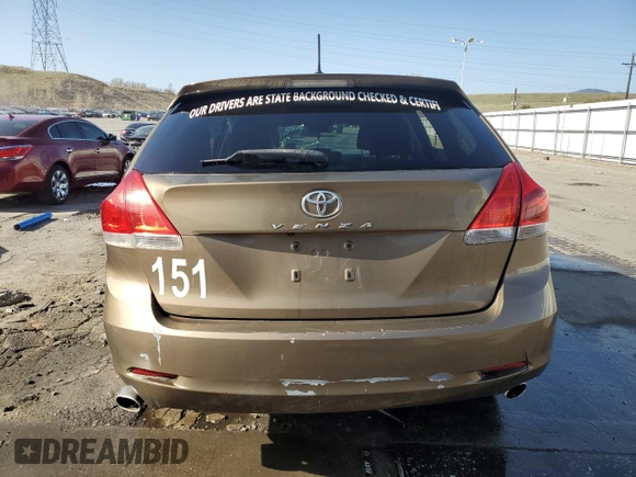 2011 Toyota Venza with VIN 4T3ZK3BB2BU044582, listed as a Copart auction lot 52190825 with Not provided miles and Salvage title. Bid and sale history available at DreamBid. Image 6.
