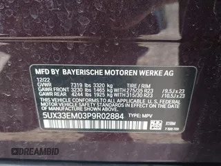 2023 BMW X7 M60i z VIN 5UX33EM03P9R02884, wystawiony jako IAAI lot #41879035 z przebiegiem 45 466 mil mil oraz . Historia ofert i sprzedaży dostępna na DreamBid. Obrazek 9.