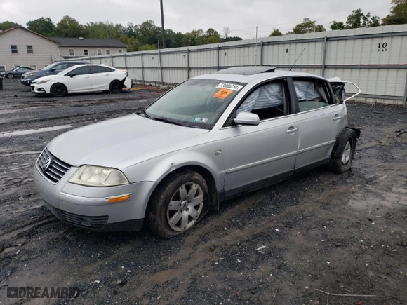 2003 Volkswagen Passat GLX with VIN WVWRH63BX3P342115, listed as a Copart auction lot 73956254 with 0 mi miles and Salvage Title. Bid and sale history available at carsss.com. Image 1.
