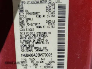 2005 Nissan Titan XE with VIN 1N6BA06A85N579025, listed as a Copart auction lot 49248935 with 106,109 mi miles and Salvage Title. Bid and sale history available at carsss.com. Image 15.