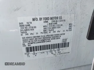 2019 Ford Edge SEL with VIN 2FMPK3J99KBB13403, listed as a IAAI auction lot 41556938 with 80,849 mi miles. Bid and sale history available at carsss.com. Image 9.