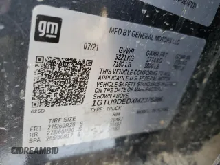 2021 GMC Sierra 1500 SLT z VIN 1GTU9DEDXMZ378886, wystawiony jako Copart lot #47947725 z przebiegiem 56 221 mil mil oraz Szkoda całkowita • Salvage title. Historia ofert i sprzedaży dostępna na DreamBid. Obrazek 12.