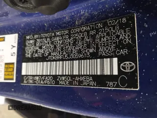 2018 Toyota Prius Two with VIN JTDKBRFU5J3059613, listed as a IAAI auction lot 41581314 with 142,505 mi miles and . Bid and sale history available at carsss.com. Image 9.
