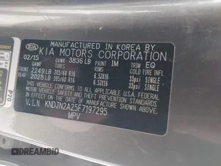 2015 Kia Soul with VIN KNDJN2A25F7197295, listed as a IAAI auction lot 42012355 with 138,999 mi miles and . Bid and sale history available at DreamBid. Image 9.