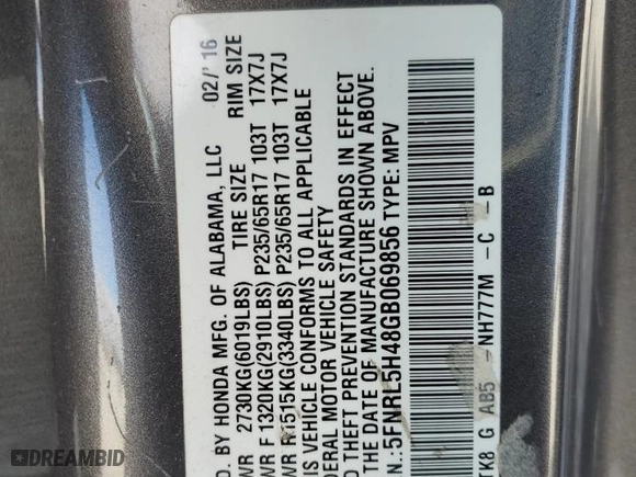 2016 Honda Odyssey EX with VIN 5FNRL5H48GB069856, listed as a Copart auction lot 47400535 with 289,107 mi miles and Salvage Title. Bid and sale history available at carsss.com. Image 13.