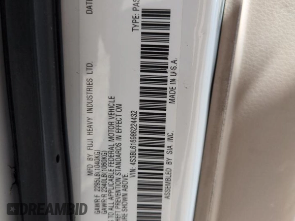 2008 Subaru Legacy with VIN 4S3BL616986224432, listed as a Copart auction lot 53734355 with 203,928 mi miles and Salvage title. Bid and sale history available at DreamBid. Image 14.
