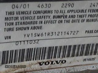 2001 Volvo V70 с VIN YV1SW61R312114727, выставлен на аукционе IAAI как лот 42394241 с пробегом Не указан миль и . История ставок и продаж доступна на DreamBid. Изображение 9.