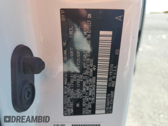 2017 Toyota Sienna LE Auto Access Seat with VIN 5TDKZ3DC9HS819666, listed as a Copart auction lot 89017475 with 118,170 mi miles and Salvage Title. Bid and sale history available at carsss.com. Image 15.