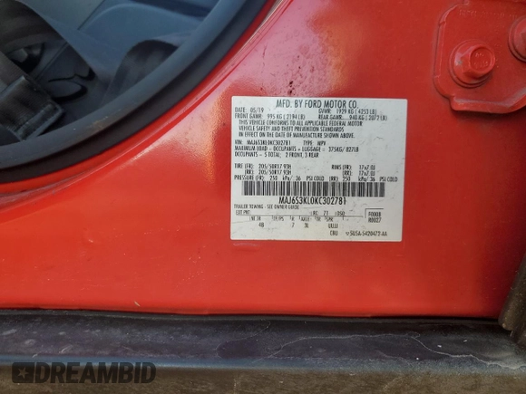2019 Ford EcoSport Titanium with VIN MAJ6S3KL0KC302781, listed as a Copart auction lot 50146595 with 70,863 mi miles and Salvage Title. Bid and sale history available at DreamBid. Image 15.
