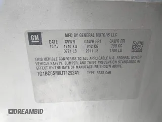 2018 Chevrolet Cruze LS with VIN 1G1BC5SM9J7129241, listed as a IAAI auction lot 41589811 with 66,721 mi miles and . Bid and sale history available at DreamBid. Image 9.
