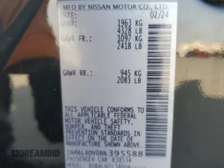 2024 Nissan Altima SV with VIN 1N4BL4DV0RN395588, listed as a Copart auction lot 60116355 with 26,629 mi miles and Salvage title. Bid and sale history available at DreamBid. Image 13.