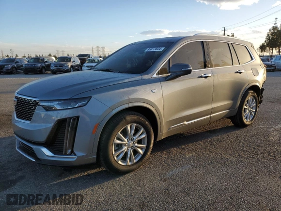 2024 Cadillac XT6 FWD Luxury with VIN 1GYKPAR40RZ744121, listed as a Copart auction lot 86413604 with 7,527 mi miles and Salvage Title. Bid and sale history available at carsss.com. Image 1.