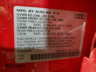 2025 Audi Q3 S line Premium z VIN WA1DECF30S1016132, wystawiony jako Copart lot #55785515 z przebiegiem Nie podano mil oraz Czysty tytuł • Clean title. Historia ofert i sprzedaży dostępna na DreamBid. Obrazek 13.