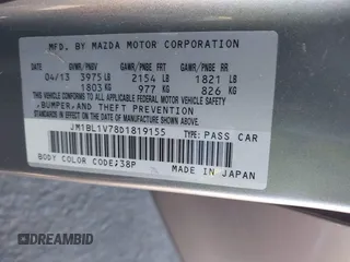 2013 Mazda 3 i Touring with VIN JM1BL1V78D1819155, listed as a IAAI auction lot 42130610 with 118,441 mi miles and . Bid and sale history available at DreamBid. Image 9.