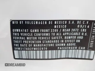2015 Volkswagen Golf TSI S с VIN 3VW217AU2FM032970, выставлен на аукционе IAAI как лот 42288686 с пробегом 83 357 миль миль и . История ставок и продаж доступна на DreamBid. Изображение 9.