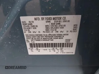 2022 Ford Maverick XL z VIN 3FTTW8E31NRA47140, wystawiony jako IAAI lot #41684097 z przebiegiem 39 225 mil mil oraz . Historia ofert i sprzedaży dostępna na DreamBid. Obrazek 9.