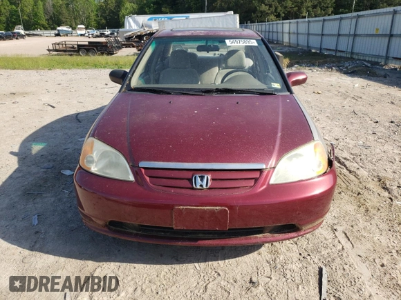 2002 Honda Civic EX with VIN 2HGES26742H561320, listed as a Copart auction lot 54975895 with 102,177 mi miles and Clean Title. Bid and sale history available at DreamBid. Image 5.