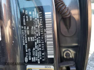 2020 Kia Optima LX with VIN 5XXGT4L34LG424819, listed as a Copart auction lot 80209184 with 105,337 mi miles and Salvage Title. Bid and sale history available at carsss.com. Image 14.