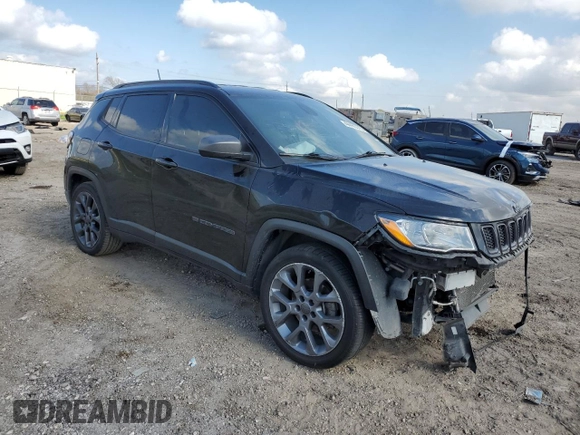 2021 Jeep Compass 80th Anniversary with VIN 3C4NJCEB3MT553247, listed as a Copart auction lot 44465515 with 90,627 mi miles and Salvage Title. Bid and sale history available at carsss.com. Image 4.