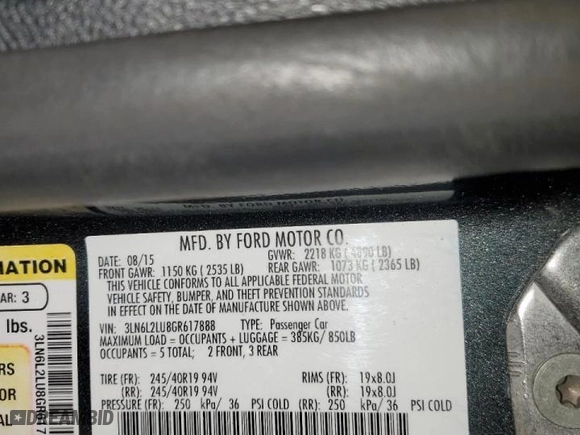2016 Lincoln MKZ Hybrid with VIN 3LN6L2LU8GR617888, listed as a Copart auction lot 45343765 with 244,978 mi miles and Salvage Title. Bid and sale history available at carsss.com. Image 12.