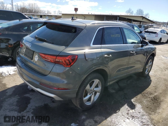 2020 Audi Q3 Premium with VIN WA1AECF33L1016503, listed as a Copart auction lot 44821173 with 34,078 mi miles. Bid and sale history available at carsss.com. Image 3.