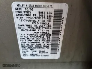 2006 Nissan Murano S with VIN JN8AZ08W16W504733, listed as a Copart auction lot 82445434 with 175,265 mi miles and Salvage Title. Bid and sale history available at carsss.com. Image 13.