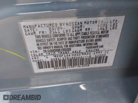 2024 Nissan Sentra SV с VIN 3N1AB8CV5RY365008, выставлен на аукционе IAAI как лот 42211995 с пробегом 4 406 миль миль и . История ставок и продаж доступна на DreamBid. Изображение 9.