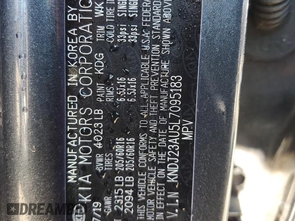 2020 Kia Soul S with VIN KNDJ23AU5L7095183, listed as a Copart auction lot 50002395 with 54,833 mi miles and Salvage Title. Bid and sale history available at carsss.com. Image 13.