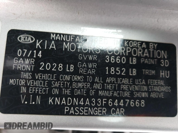 2015 Kia Rio EX with VIN KNADN4A33F6447668, listed as a Copart auction lot 53083725 with 96,168 mi miles and Clean Title. Bid and sale history available at carsss.com. Image 12.