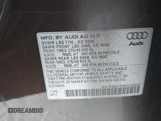 2011 Audi Q7 3.0L TDI Prestige with VIN WA1VMAFE0BD008205, listed as a IAAI auction lot 41692958 with 127,901 mi miles. Bid and sale history available at carsss.com. Image 9.