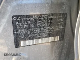 2017 Hyundai Elantra SE with VIN 5NPD84LF2HH083527, listed as a Copart auction lot 42385265 with Not Provided miles and Salvage Title. Bid and sale history available at DreamBid. Image 13.