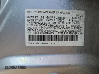 2021 Acura ILX with VIN 19UDE2F3XMA000041, listed as a Copart auction lot 85164174 with 60,618 mi miles and Salvage title. Bid and sale history available at DreamBid. Image 12.
