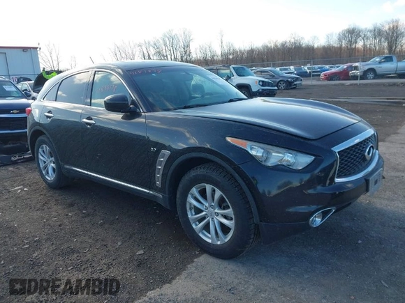 2017 Infiniti QX70 with VIN JN8CS1MW5HM414833, listed as a IAAI auction lot 41834178 with 85,289 mi miles. Bid and sale history available at carsss.com. Image 1.