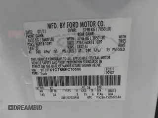 2011 Ford F-150 XL with VIN 1FTFX1CT6BFC10586, listed as a IAAI auction lot 41613825 with 124,854 mi miles. Bid and sale history available at carsss.com. Image 9.