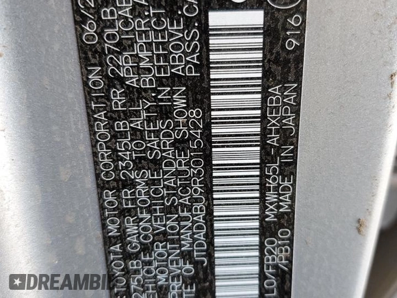 2024 Toyota Prius LE with VIN JTDADABU9R3015428, listed as a Copart auction lot 43256135 with 24,202 mi miles and Salvage title. Bid and sale history available at DreamBid. Image 12.