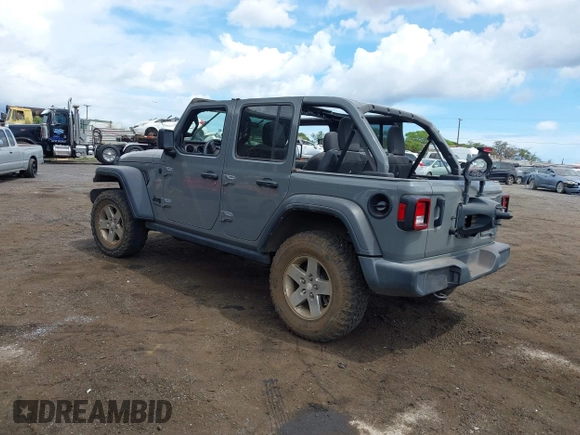 2021 Jeep Wrangler Unlimited Willys with VIN 1C4HJXDGXMW763324, listed as a IAAI auction lot 41643296 with 22,599 mi miles and . Bid and sale history available at DreamBid. Image 3.
