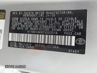 2007 Toyota Camry LE with VIN 4T1BK46K87U503518, listed as a IAAI auction lot 42163342 with 361,486 mi miles and . Bid and sale history available at DreamBid. Image 9.