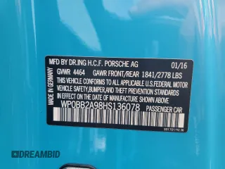 2017 Porsche 911 4S with VIN WP0BB2A98HS136078, listed as a Copart auction lot 75467624 with Not Provided miles and Non Repairable. Bid and sale history available at carsss.com. Image 13.