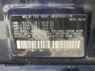2012 Subaru Legacy 2.5i z VIN 4S3BMCA67C3028687, wystawiony jako Copart lot #60716305 z przebiegiem 190 808 mil mil oraz Czysty tytuł • Clean title. Historia ofert i sprzedaży dostępna na DreamBid. Obrazek 12.