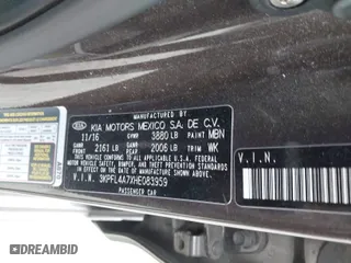 2017 Kia Forte S with VIN 3KPFL4A7XHE083959, listed as a IAAI auction lot 41348053 with NaN miles. Bid and sale history available at carsss.com. Image 9.