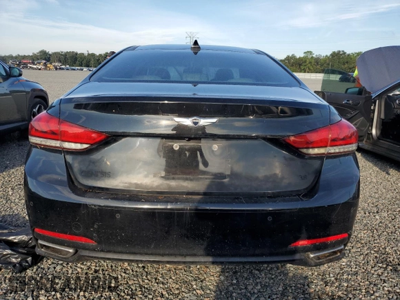 2016 Hyundai Genesis 3.8L with VIN KMHGN4JE8GU107099, listed as a Copart auction lot 73823554 with 0 mi miles and Salvage Title. Bid and sale history available at carsss.com. Image 6.