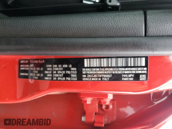2015 Jeep Renegade Trailhawk with VIN ZACCJBCT0FPB69827, listed as a Copart auction lot 63643985 with 94,841 mi miles and Clean title. Bid and sale history available at DreamBid. Image 13.
