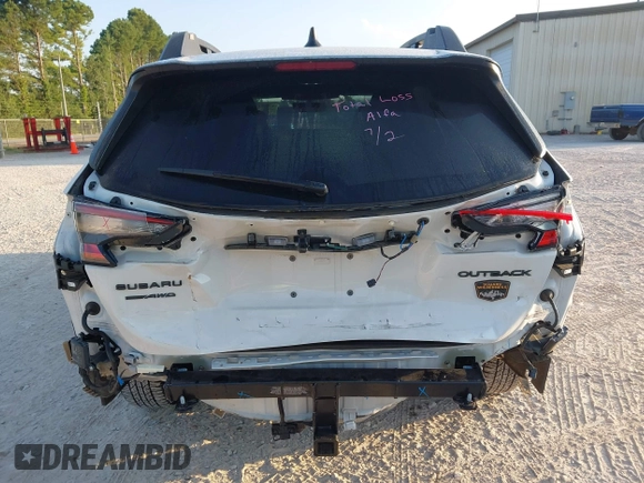 2025 Subaru Outback Wilderness with VIN 4S4BTGUD0S3118732, listed as a IAAI auction lot 42731589 with 9,399 mi miles and . Bid and sale history available at DreamBid. Image 18.