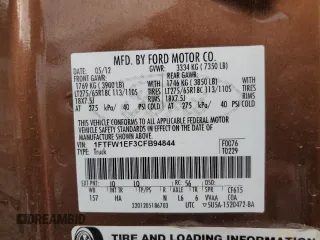 2012 Ford F-150 XL with VIN 1FTFW1EF3CFB94844, listed as a Copart auction lot 68753894 with 188,814 mi miles and Salvage title. Bid and sale history available at DreamBid. Image 12.