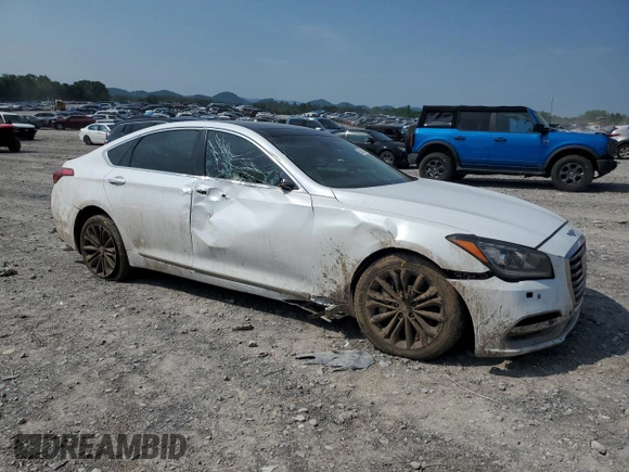 2018 Genesis G80 3.8L with VIN KMHGN4JEXJU245900, listed as a Copart auction lot 60552515 with 107,502 mi miles and Salvage title. Bid and sale history available at DreamBid. Image 4.