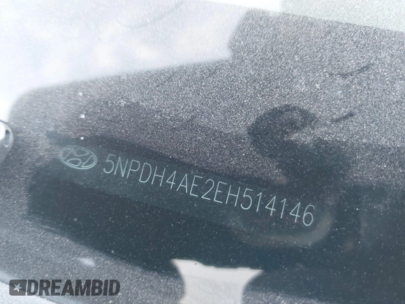 2014 Hyundai Elantra SE with VIN 5NPDH4AE2EH514146, listed as a IAAI auction lot 42054941 with Not Provided miles and . Bid and sale history available at DreamBid. Image 9.